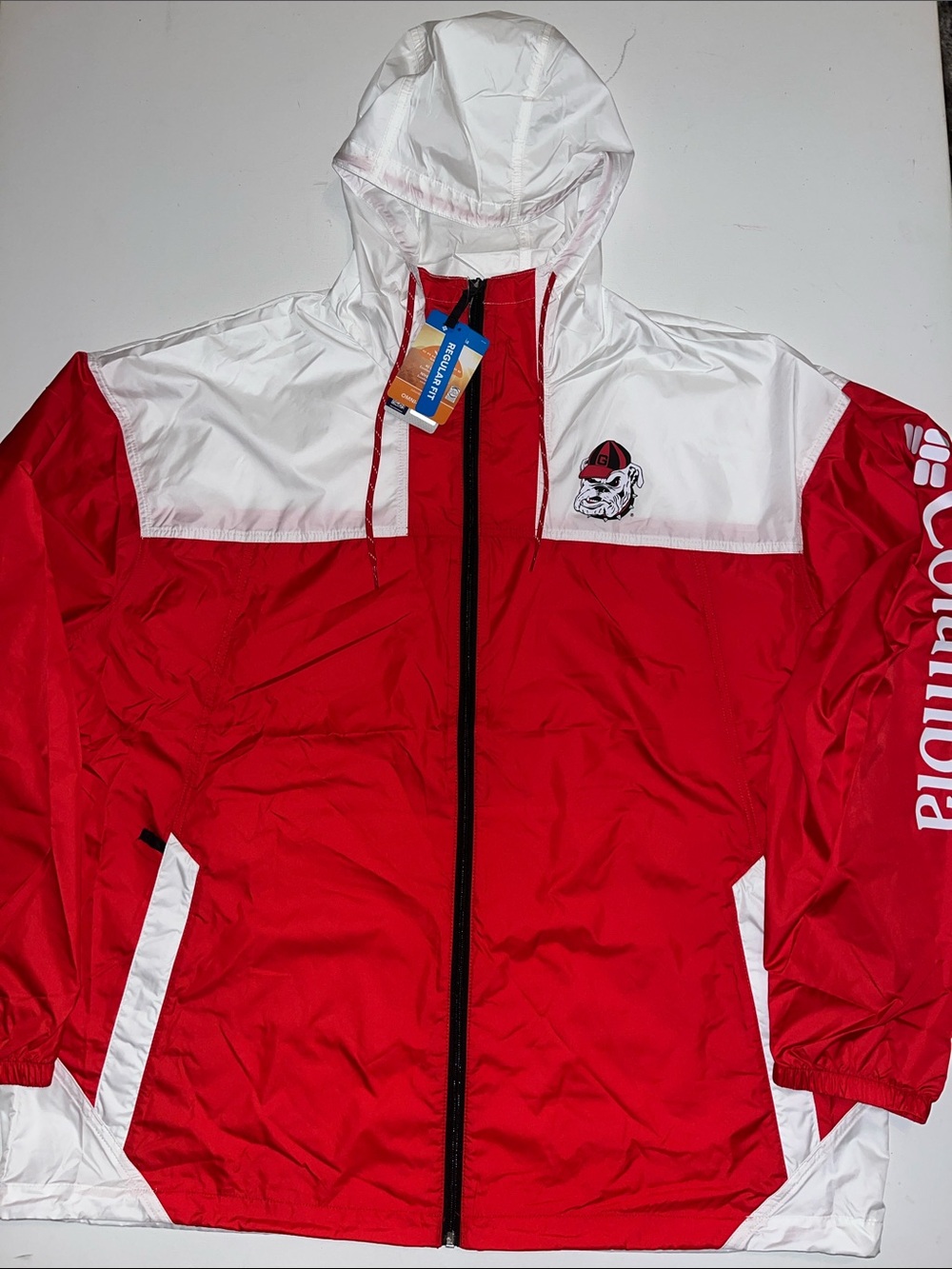 Georgia Bulldogs Jacket Mens XXL Windbreaker Full Zip Pockets Hood Columbia $70